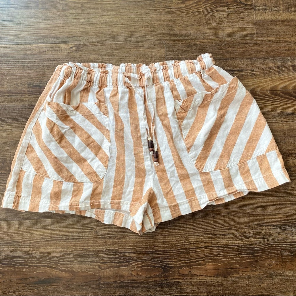 Striped Tan and White Shorts